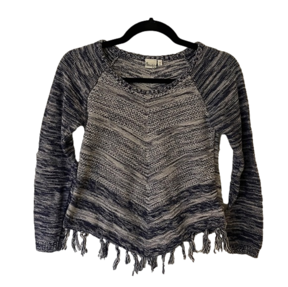 Mudd fringe sweater - girls size 12 - navy blue & white